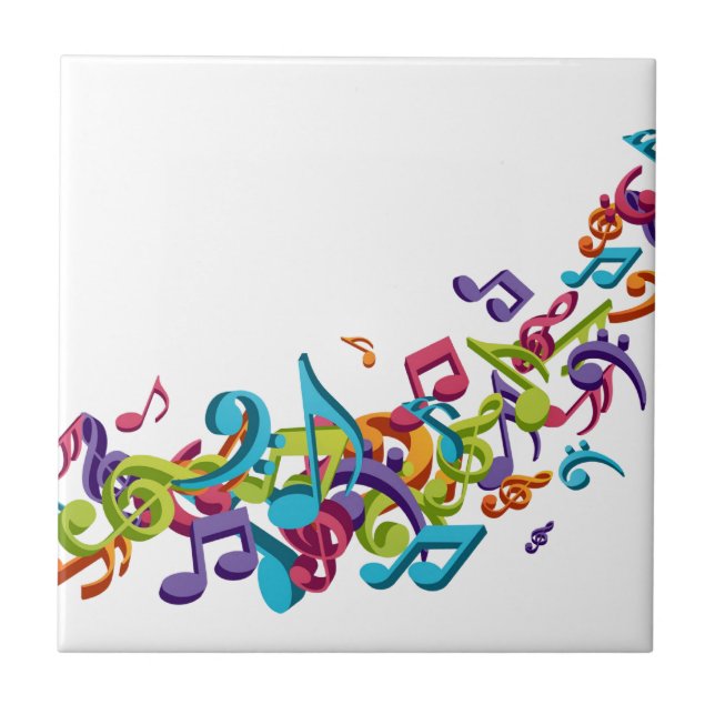 cool colourful music notes & sounds art image tile (Front)