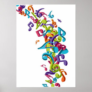 Cool Colourful  music notes & sounds Poster