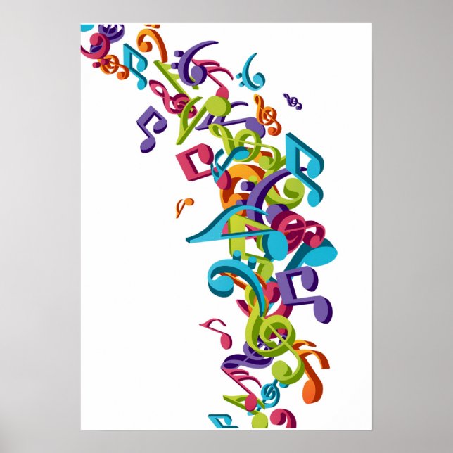 Cool Colourful  music notes & sounds Poster (Front)