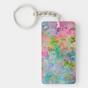 Cool colourful neon colours abstract marble image keychain