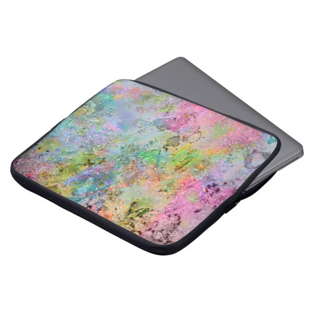 Cool colourful neon colours abstract marble image laptop sleeve (Front Top)