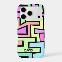 Cool Colourful Neon Maze with name abstract art
