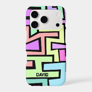 Cool Colourful Neon Maze with name abstract art