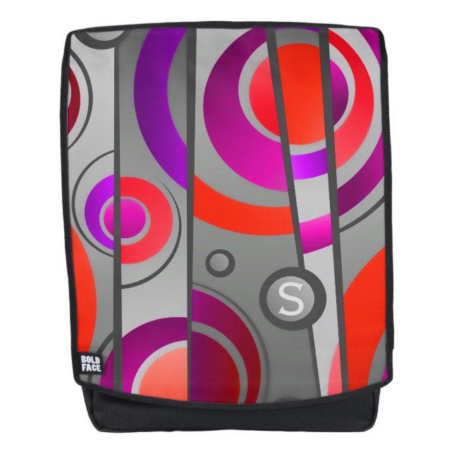 Cool Colourful Pop Art Geometric with Monogram Backpack (Front)