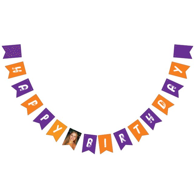 Cool Colourful Purple Orange Photo Brush Typograph Bunting Flags (All)