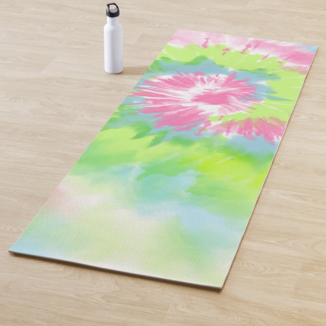 Cool Colourful Rainbow Tie Dye Yoga Mat (In Situ)
