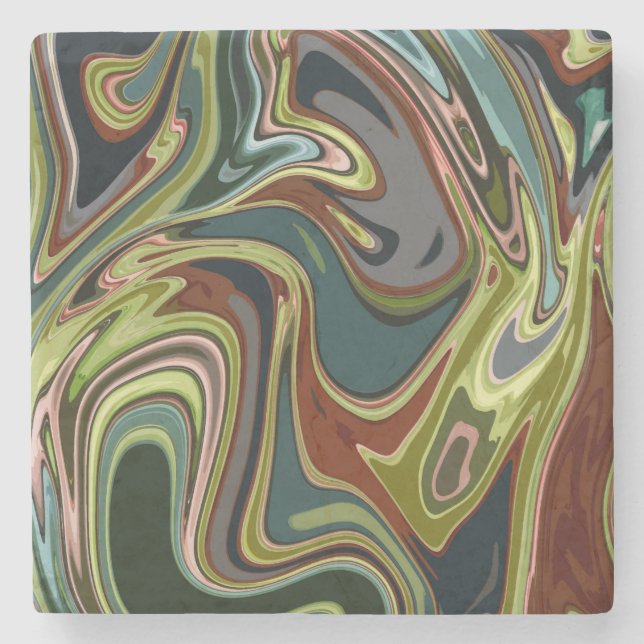 Cool Colourful Simulated Acrylic Swirling Stone Coaster (Front)