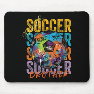 Cool Colourful Soccer Brother Ball Distressed Grap Mouse Pad
