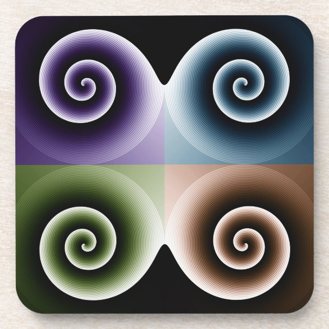 COOL Colourful Spiral Abstract Pattern Coaster (Front)