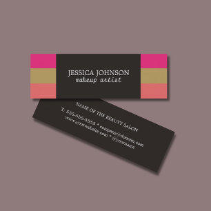 Cool Colourful Stripes Grey Makeup Artist Mini Business Card
