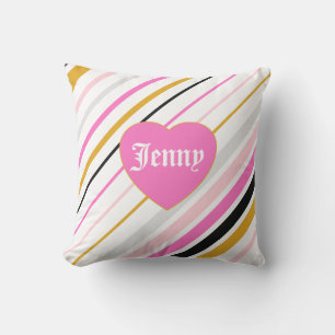 Cool colourful stripes in pink and gold throw pillow
