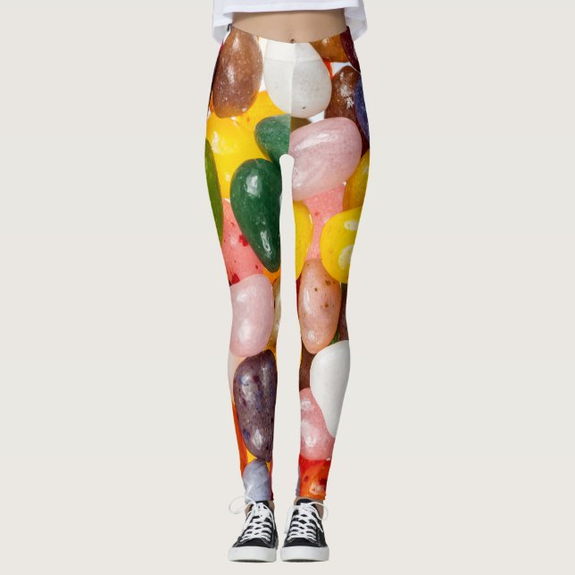 Cool colourful sweet Easter Jelly Beans Candy Leggings (Front)