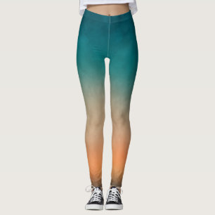 Cool Colourful Teal OrangeGrunge Leggings
