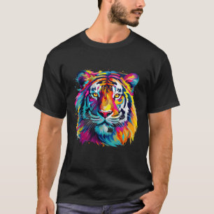 Cool Colourful Tiger Portrait Graphic T-Shirt
