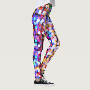 Cool Colourful Trendy Bold Confetti Bokeh Monogram Leggings