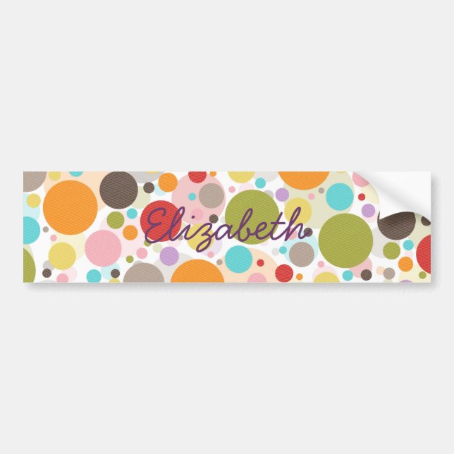 Cool colourful trendy girly bubbles polka dots bumper sticker (Front)