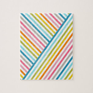 Cool colourful trendy two ways across stripes jigsaw puzzle