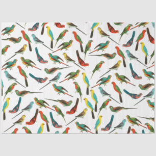 Cool colourful tropical watercolor birds pattern tissue paper