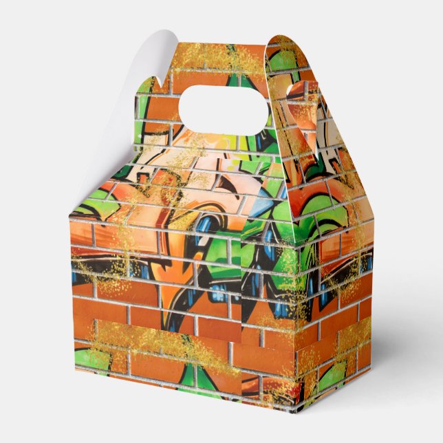 Cool Colourful Urban Graffiti with Faux Glitter  Favor Box (Front Side)