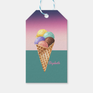 Cool Colourful Watercolor Ice cream Gift Tags