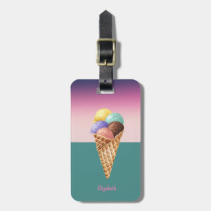 Cool Colourful Watercolor Ice cream   Luggage Tag
