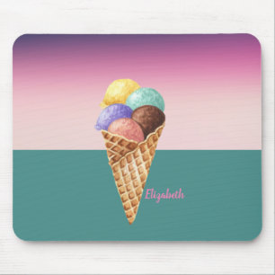 Cool Colourful Watercolor Ice cream Mouse Pad
