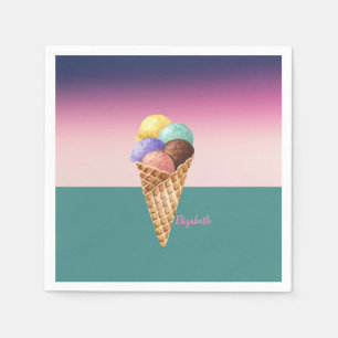 Cool Colourful Watercolor Ice cream   Napkin