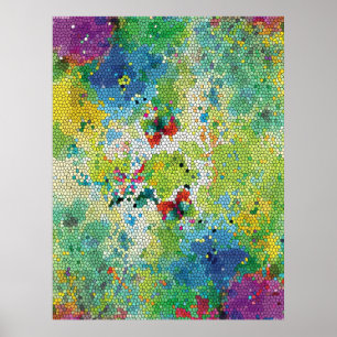 Cool colourful watercolours stained glass effects poster