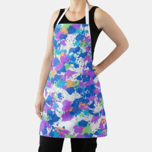 Cool Colours Abstract Splatter Paint, Blurple Apron