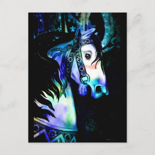 Cool Colours Carousel Horse Postcard