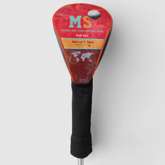 cool colours modern monogram golf head cover (Front)