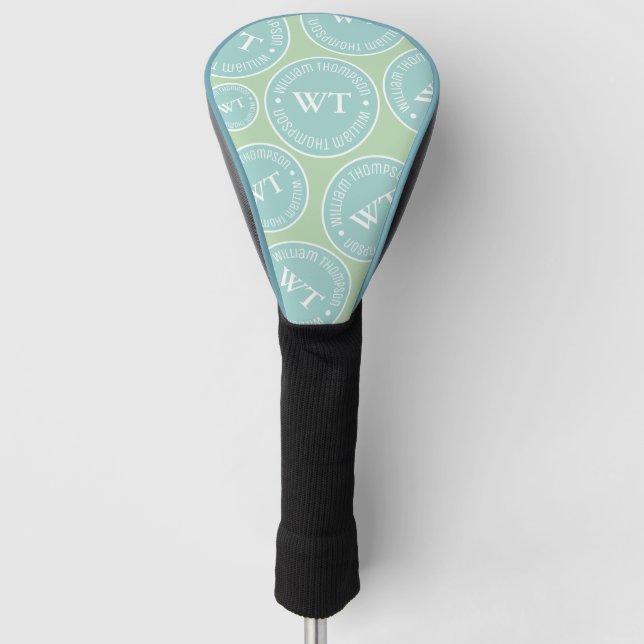 Cool Colours Name Repeated Monogram Pattern Golf Head Cover (Front)
