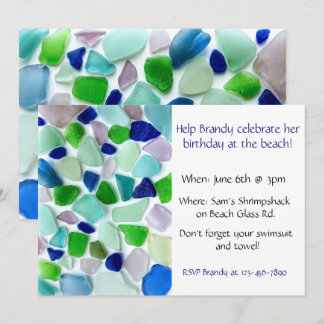 Cool Colours Sea Glass Beach Party Invitation
