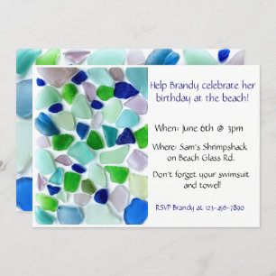 Cool Colours Sea Glass Beach Party Invitation