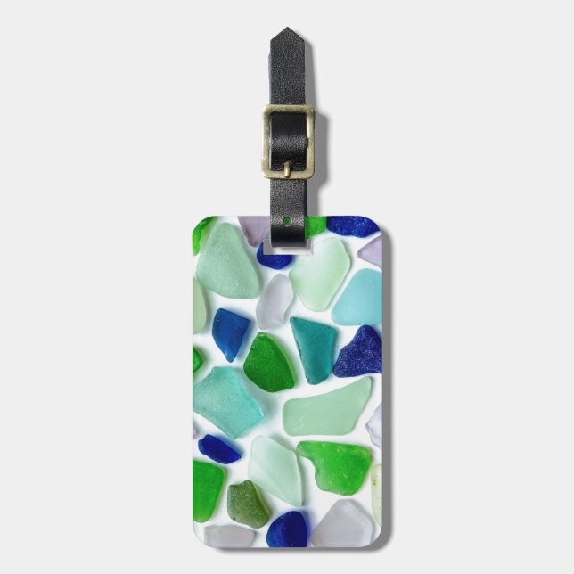Cool Colours Sea Glass Travel Luggage Tag (Front Vertical)