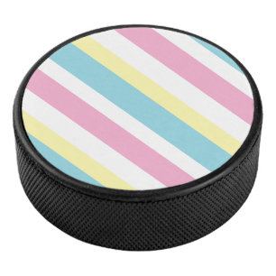 Cool Colours Stripes Pattern  Hockey Puck