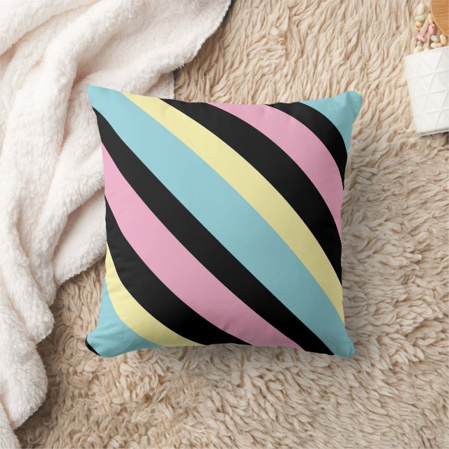 Cool Colours Stripes pattern  Throw Pillow (Blanket)