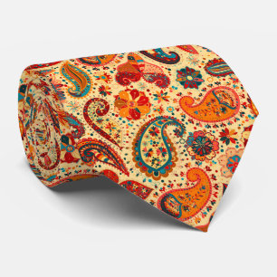cool colours tiled paisley pattern neck tie