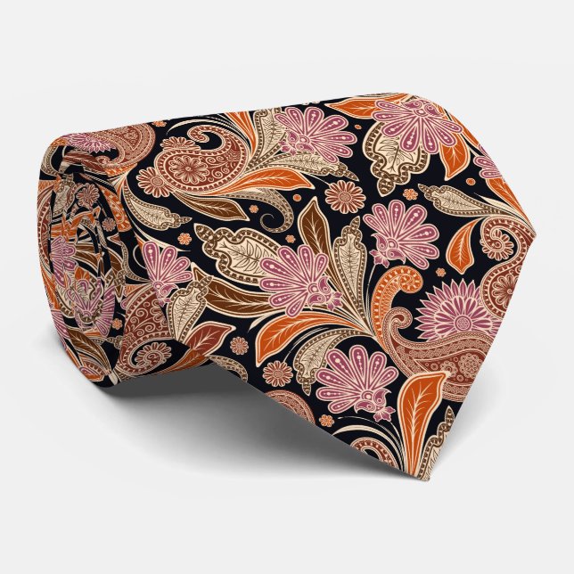 cool colours tiled paisley pattern neck tie (Rolled)