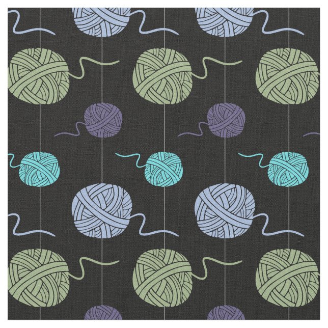 Cool Colours Yarn Ball String Pattern Black Fabric (Close Up)