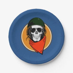 Cool Combat Skull Paper Plate