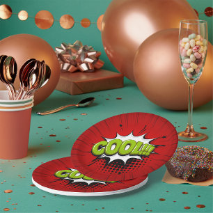 Cool Comic Book Text Paper Plates
