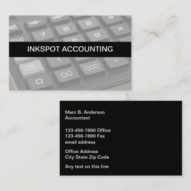 Cool Comptable - Cartes de visite modifiables en l (Devant / Derrière)