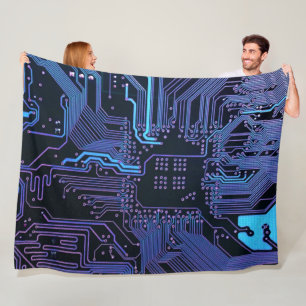 Cool Computer Circuit Board Blue Fleece Blanket