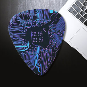 Cool Computer Circuit Board Blue Guitar Pick