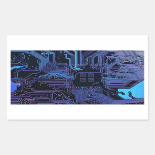 Cool Computer Circuit Board Blue Sticker