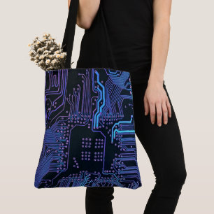 Cool Computer Circuit Board Blue Tote Bag