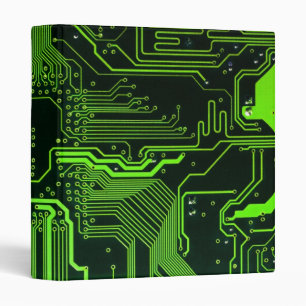 Cool Computer Circuit Board Green Binder