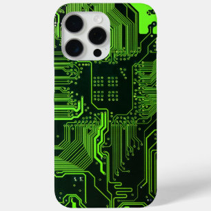 Cool Computer Circuit Board Green iPhone 15 Pro Max Case