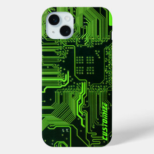 Cool Computer Circuit Board Green Custom iPhone 15 Mini Case